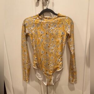 Girls Floral Long Sleeve Rash Guard Swimsuit